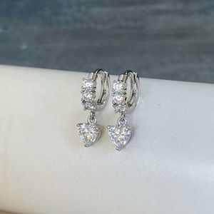 Hoop Earrings Silver Color Sapphire Heart Luxury Jewelry
